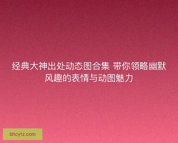 经典大神出处动态图合集 带你领略幽默风趣的表情与动图魅力