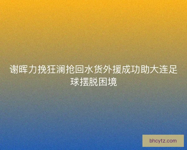谢晖力挽狂澜抢回水货外援成功助大连足球摆脱困境